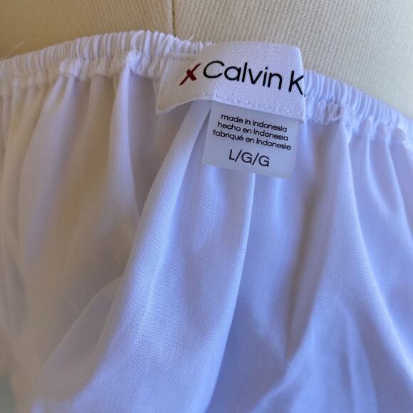 NWT Calvin Klein Cotton Puff-Sleeve V-Neck Top Shirt in Women's sz L - Picture 8 of 9